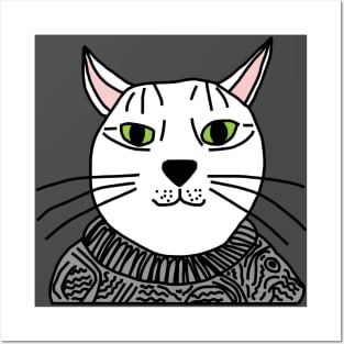 Portrait of Sweater Cat Posters and Art